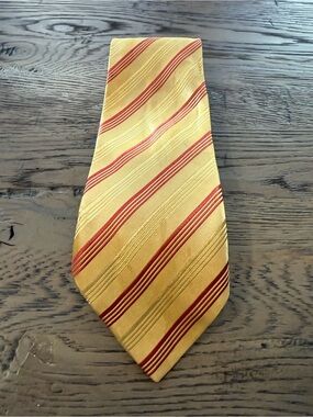 Charvet Yellow Tie with Red Diagonal Stripes